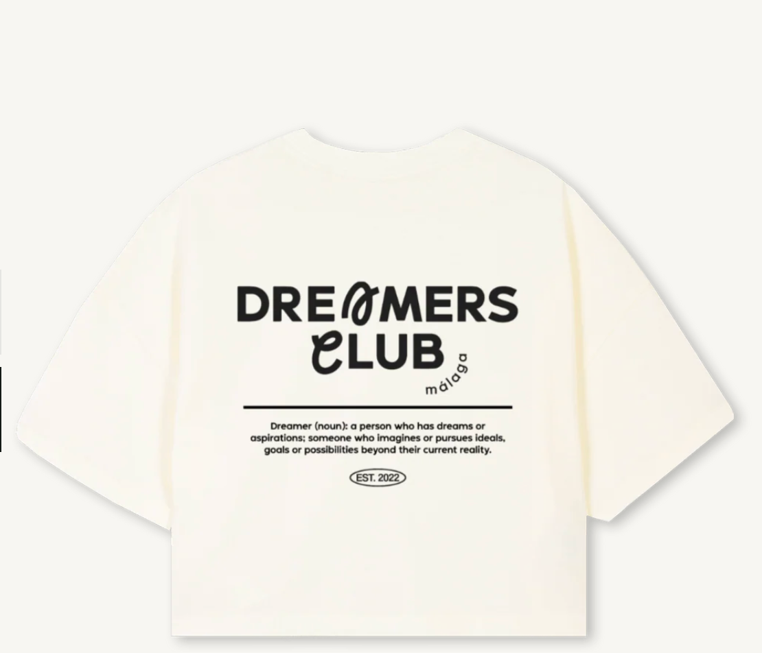 DREAMERS CLUB CROPPED TEE — CREAM