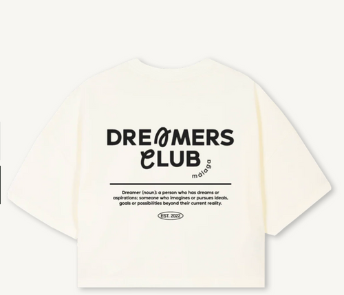 DREAMERS CLUB CROPPED TEE — CREAM